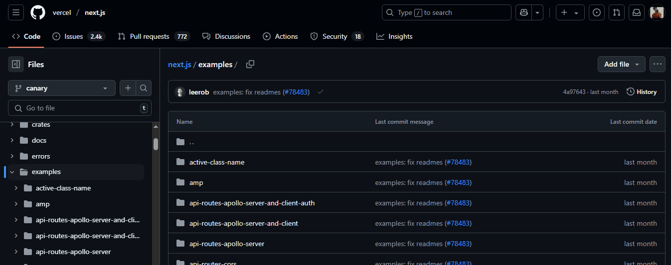 How to clone example template from Next JS repository?