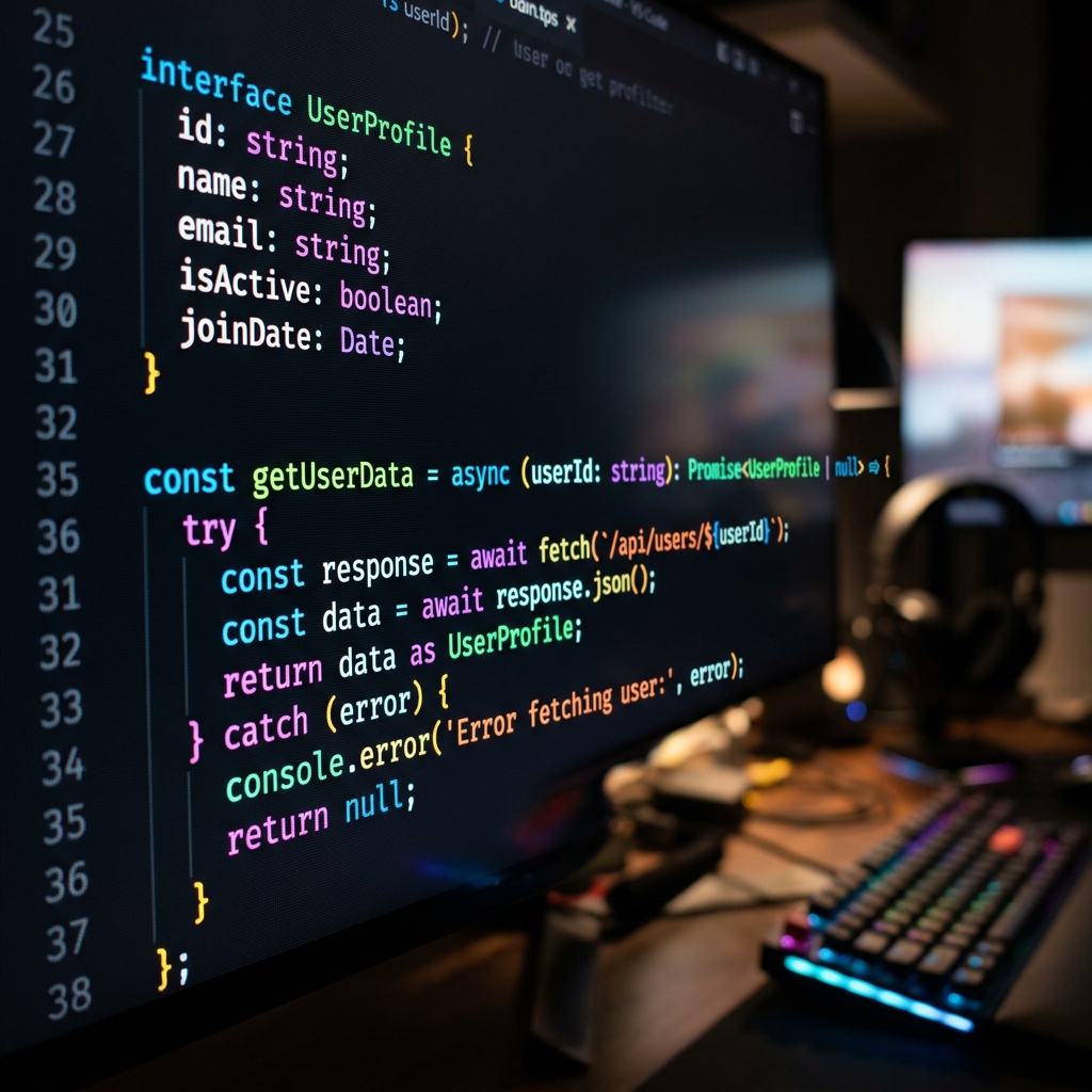 Typescript code screen close up